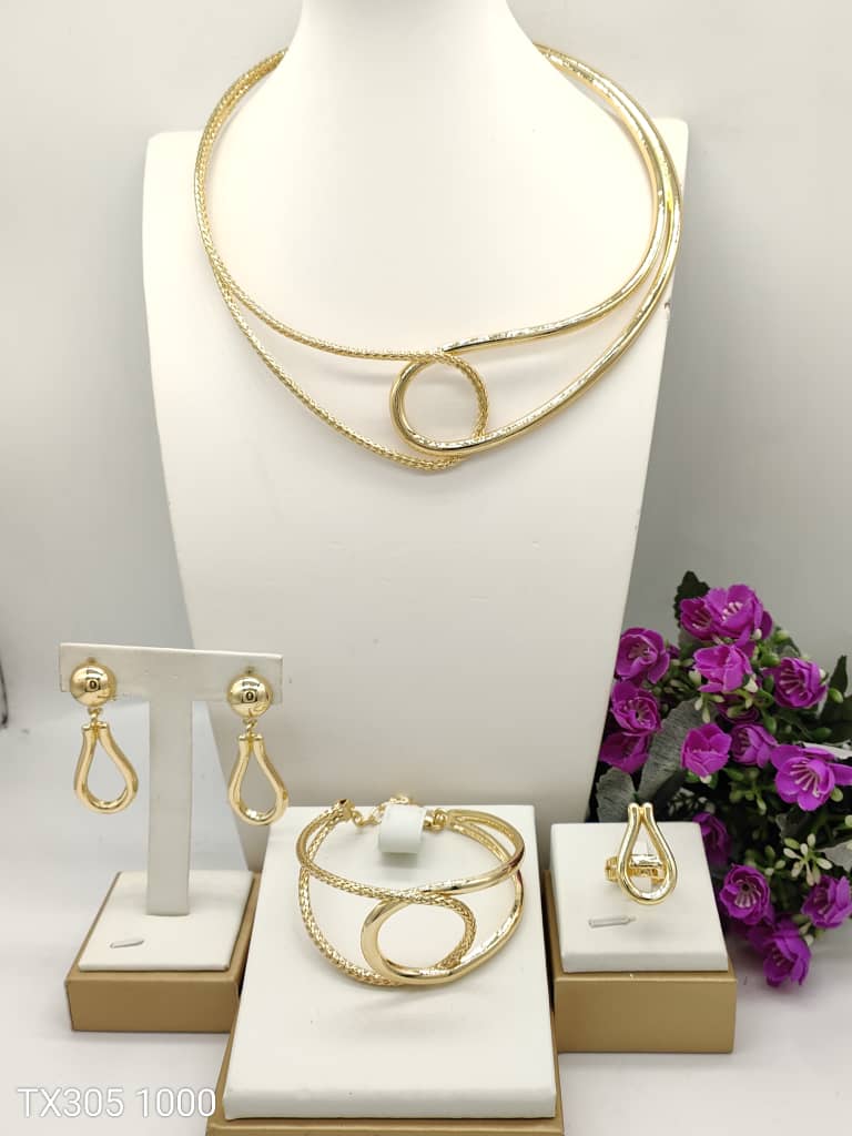 High Quality Jewelry Sets Stylish Wedding Party Necklace Bracelet Earring Ring 4-piece Wire Jewelry For Adult Woman