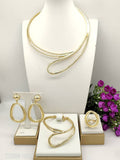 Luxury  Jewelry Set For Women Italian Classic Design Golden Necklace Bracelet Earrings And Ring Daily Wear Wedding Party Gift
