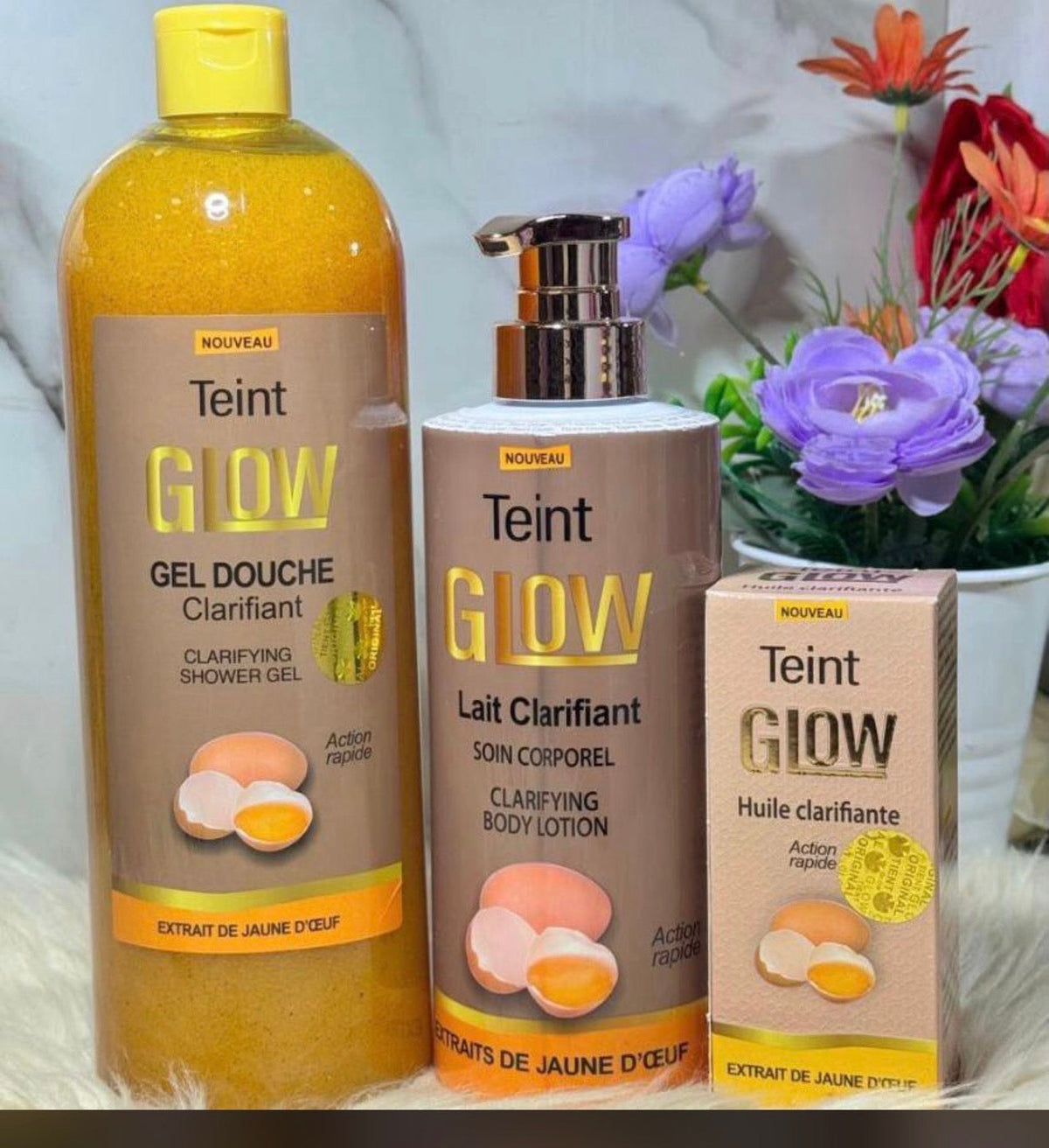 TEINT GLOW SET SHOWER GEL, BODY LOTION AND SERUM RICH IN EGGS YOLKS