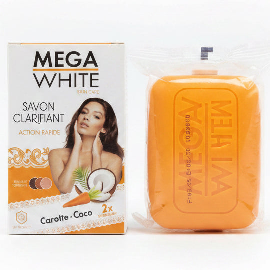 MEGA WHITE fast-acting clarifying soap with carrot and coconut extract