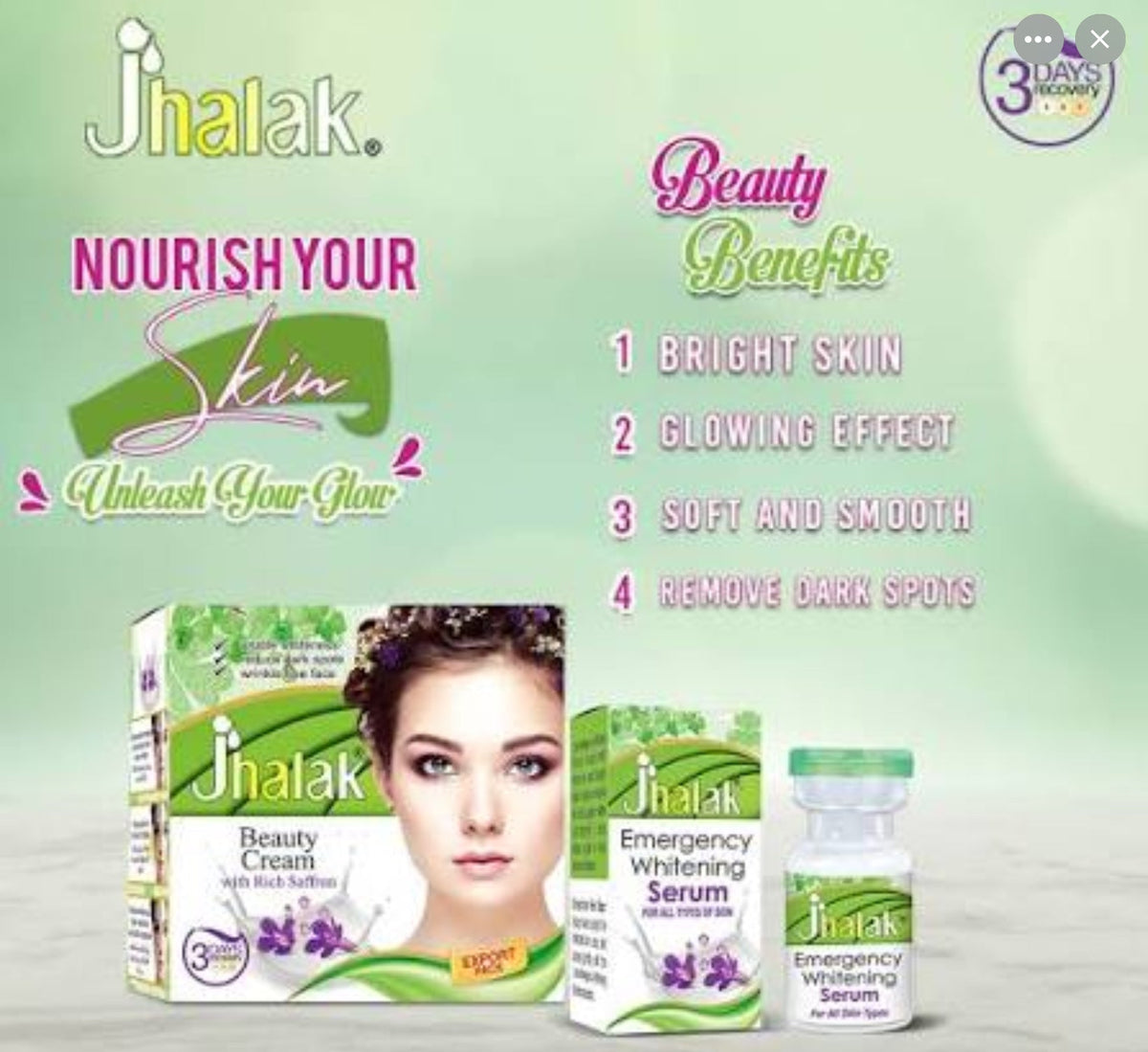Jhalak Beauty Cream + whitening serum – A Complete Solution for Radiant, Clear, and Youthful Skin COMBO PACK