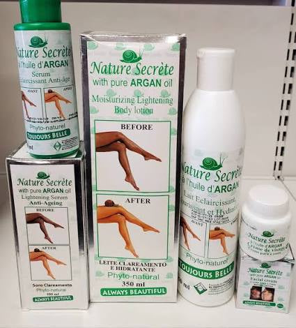 Nature Secrete Argan lightening Moisturizing Body Lotion With Pure Argan Oil + Serum + Face Cream(bundle)