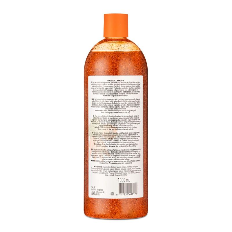YARI showergel exfoliant carrot & piment doux bagnoschiuma esfoliante 1000 ml